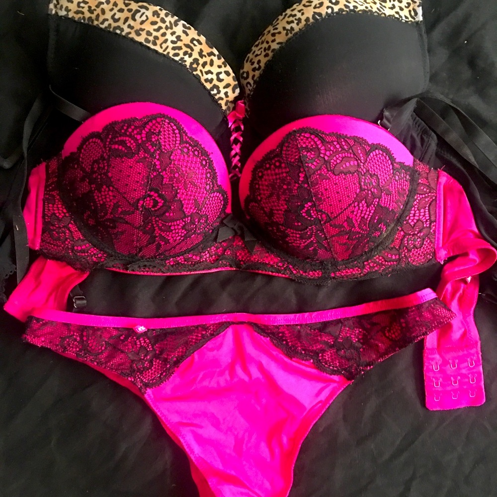 Push up set bras leopard and set fuchsia